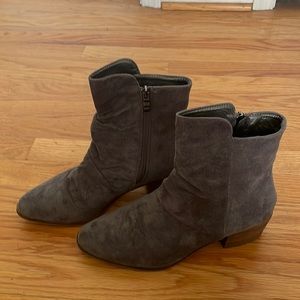 Catherine Malandrino Frances Bootie in gray suede, women’s size 8